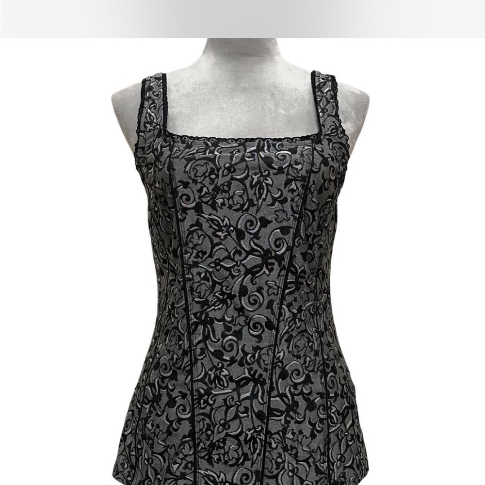 Black and Gray Floral Corset Top